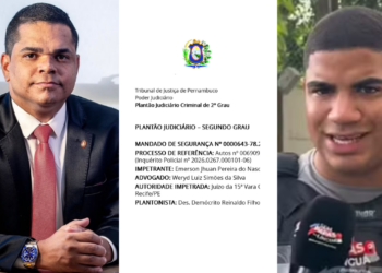 Da esq. para dir.: Advogado Weryd Simões, Processo do TJPE e Emerson Freitas (MDB)