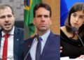 Pedro Campos (PSB), Eduardo Moura (Novo) e Tábata Amaral (PSB) (esq. p/ dir.)