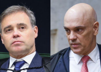O ministro André Mendonça e o ministro Alexandre de Moraes (esq. p/ dir.)