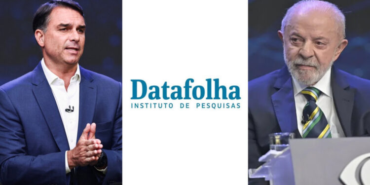 Flávio Bolsonaro (PL) e Luiz Inácio Lula da Silva (PT) (esq. p/ dir.)
