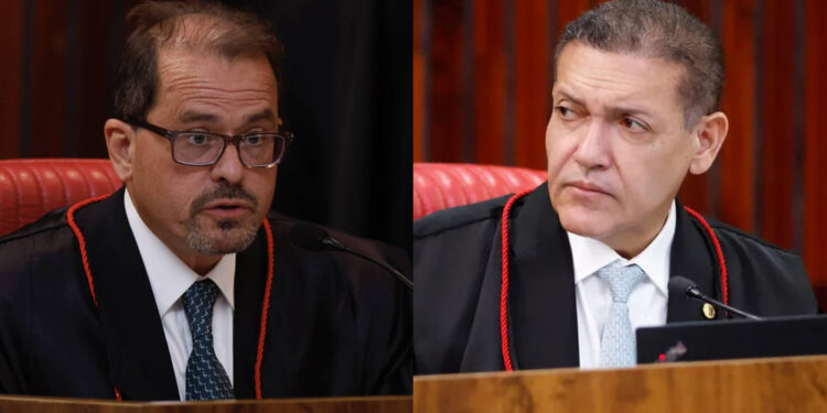 O ministro Floriano de Azevedo Marques, do TSE e o presidente do TSE, Kassio Nunes Marques (esq. p/ dir.)