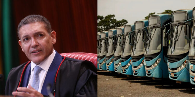 O presidente do TSE, Kassio Nunes, cobra dados sobre ônibus durante a votação