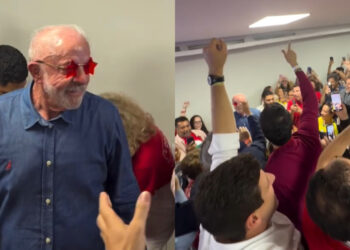 Vídeo mostra o momento de comemoração ao lado de aliados e apoiadores após