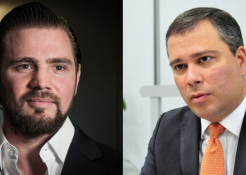 O banqueiro Daniel Vorcaro e o ex-presidente do Banco de Brasília (BRB) Paulo Henrique Costa (esq. p/ dir.)