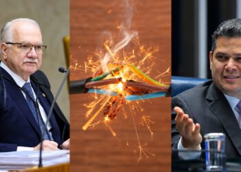 O presidente do STF, Edson Fachin; e o presidente do Senado, Davi Alcolumbre