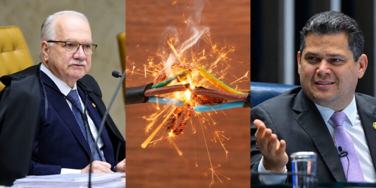 O presidente do STF, Edson Fachin; e o presidente do Senado, Davi Alcolumbre