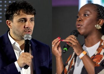 O ex-candidato à presidência Renan Santos (Missão) e deputada federal eleita Ana Elise (PT)