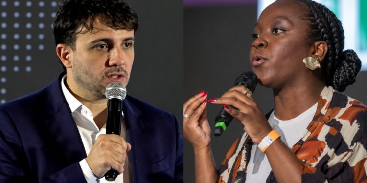 O ex-candidato à presidência Renan Santos (Missão) e deputada federal eleita Ana Elise (PT)