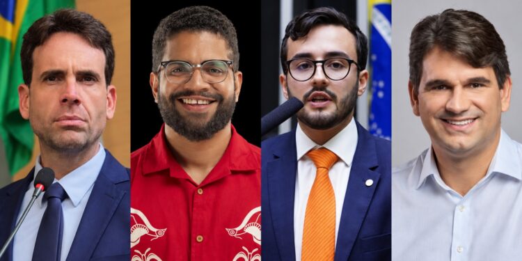 Os deputados federais eleitos: Eduardo Moura (Novo), Jones Manoel (PSOL), Lula da Fonte (PP) e  Marcelo Gouveia (Podemos)
