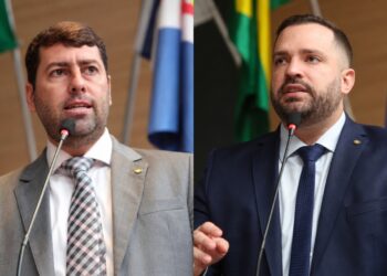 Os vereadores Samuel Salazar (MDB) e Marco Aurélio Filho (PV)