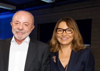 O presidente Lula (PT) e a primeira-dama Janja