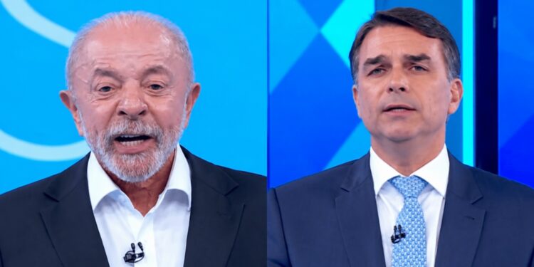 Lula (PT) e Flávio Bolsonaro (PL)