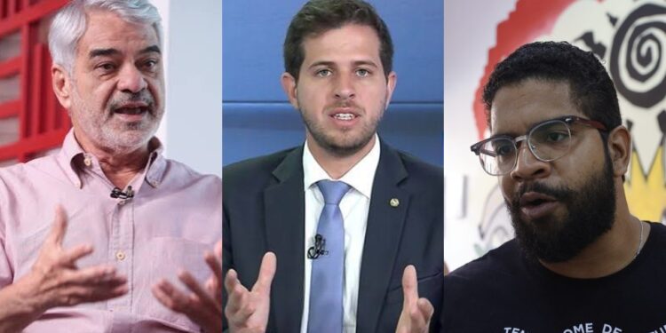 O senador Humberto Costa (PT) e os deputados Pedro Campos (PSB) e Jones Manoel (PSOL)