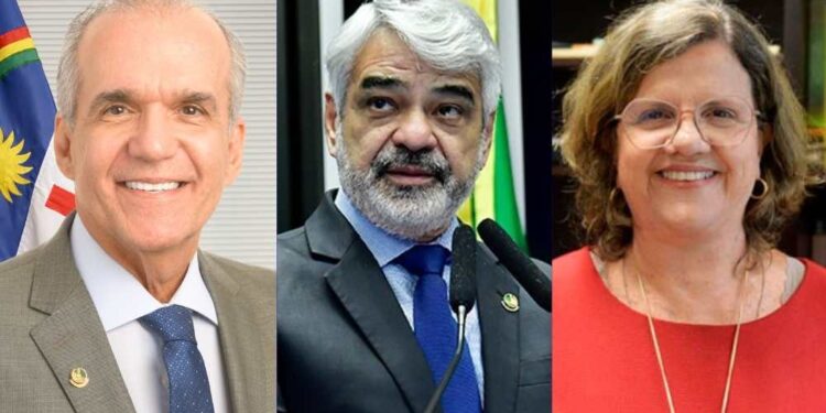 Os senadores Fernando Dueire (PSD), Humberto Costa (PT) e Teresa Leitão (PT) [da esq. p/ dir.]