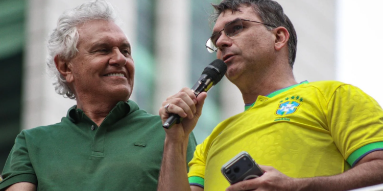 Ronaldo Caiado e Flávio Bolsonaro